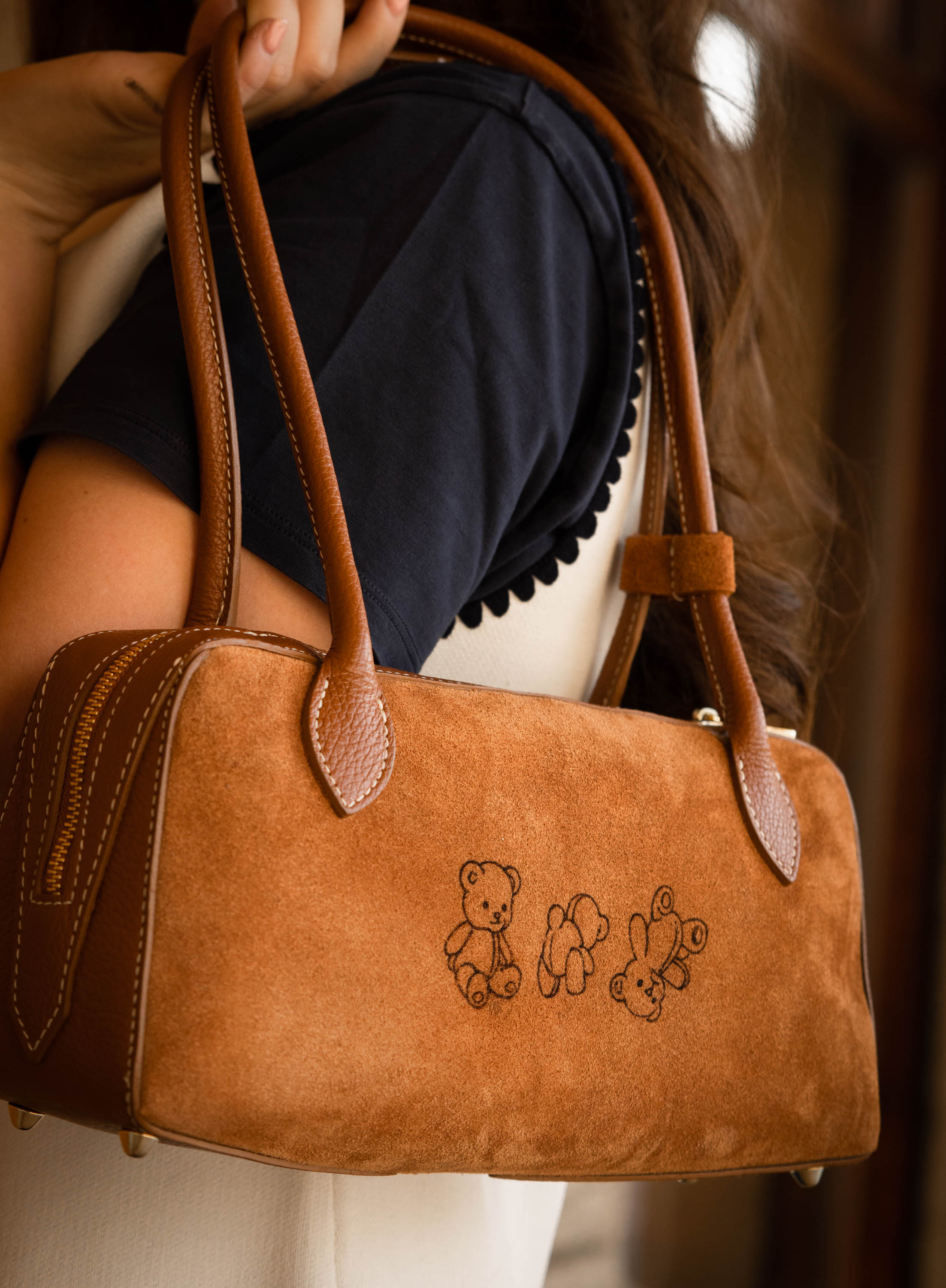Boston Bag - scamosciato e Vera pelle
